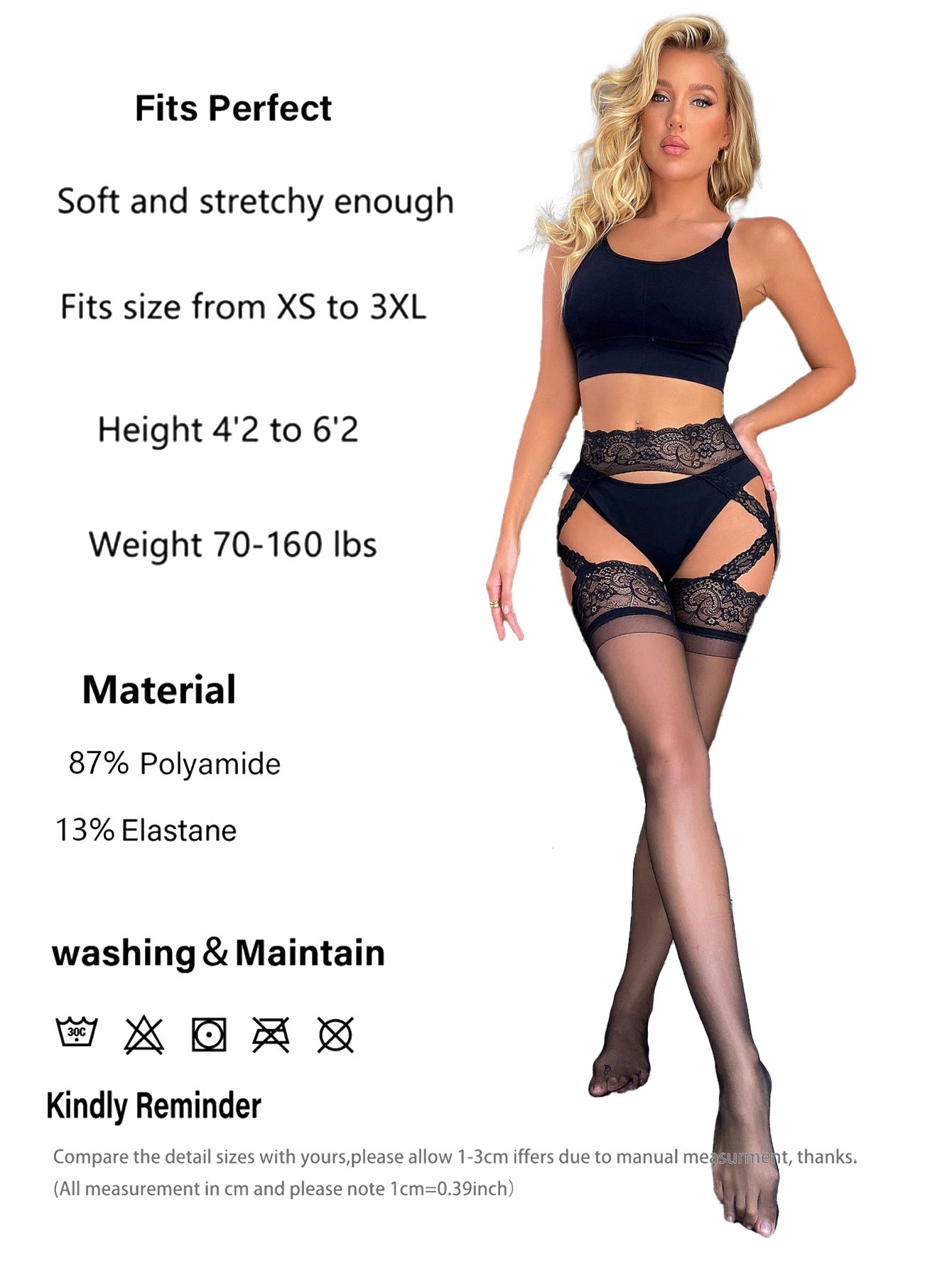 Cross-Lace Open-Crotch Pantyhose