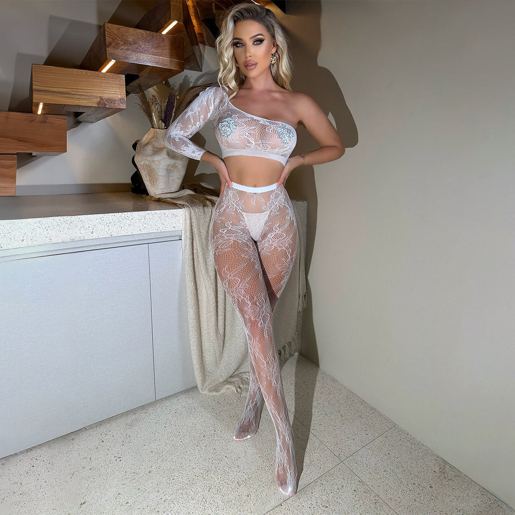 Lace-up bikini pantyhose two-piece set