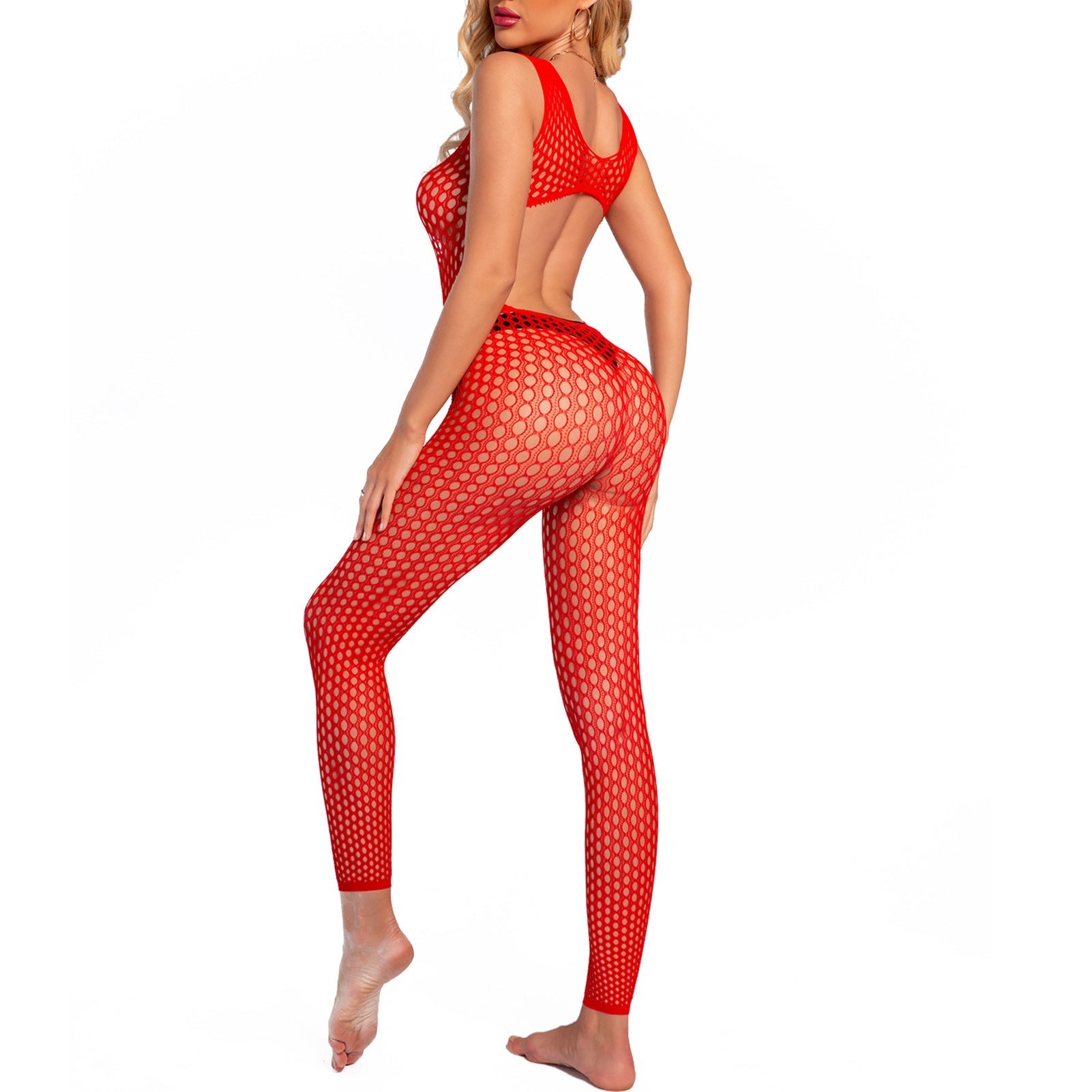 Openwork Sleeveless Backless Uniform