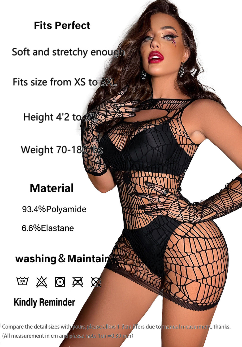 Halloween Skull-Print Lingerie with Sleeves