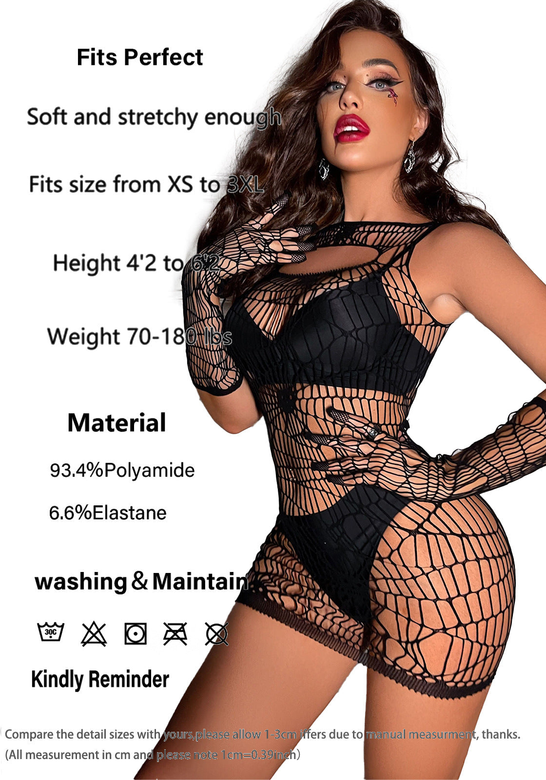 Halloween Skull-Print Lingerie with Sleeves