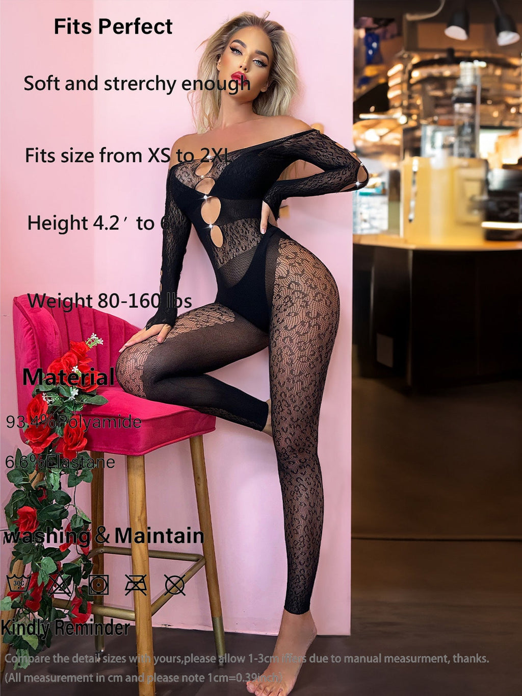 Sexy Open-Crotch Rhinestone-Studded Leopard Print Bodysuit Lingerie