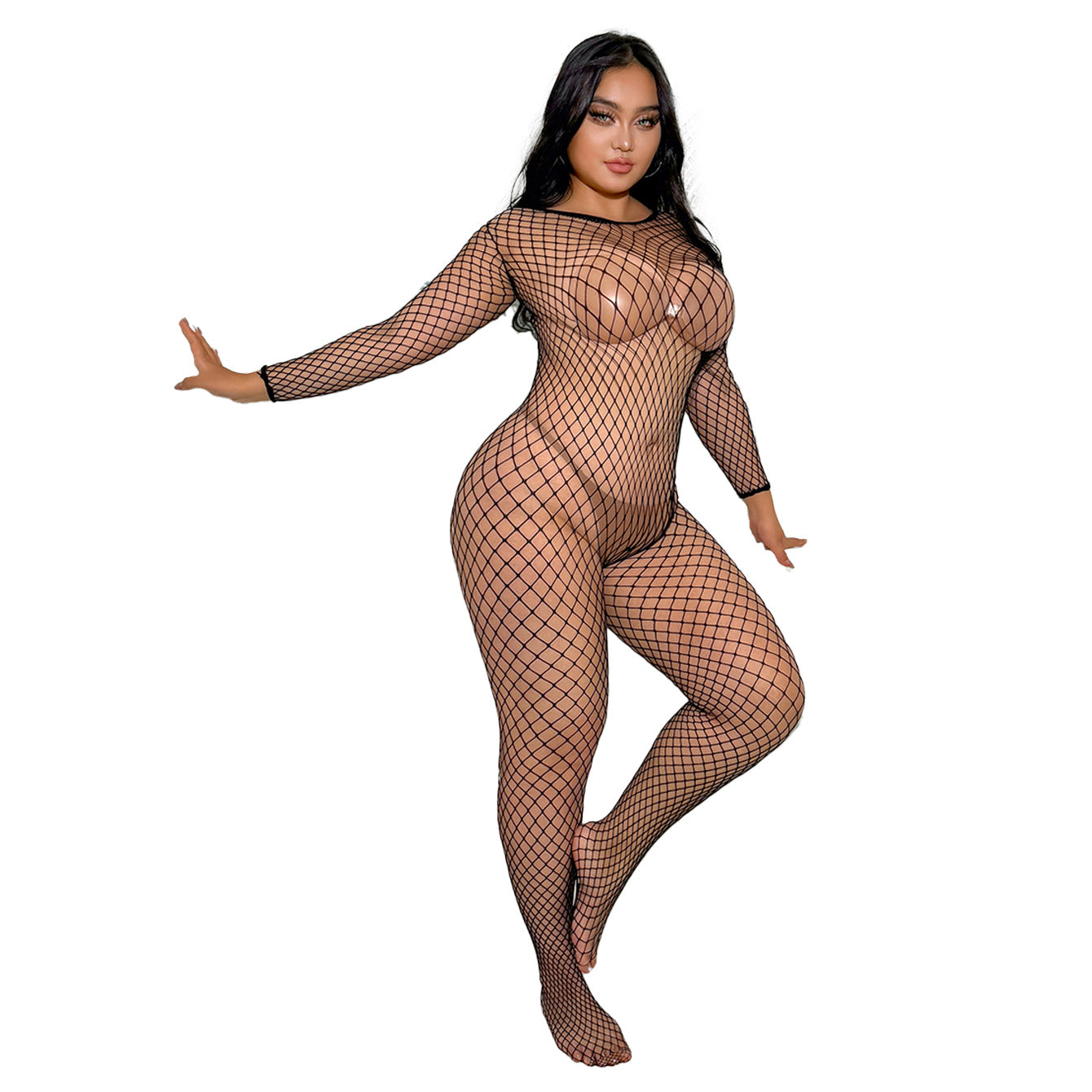 Plus-Size Sexy Lace-Up Open-Crotch Lingerie