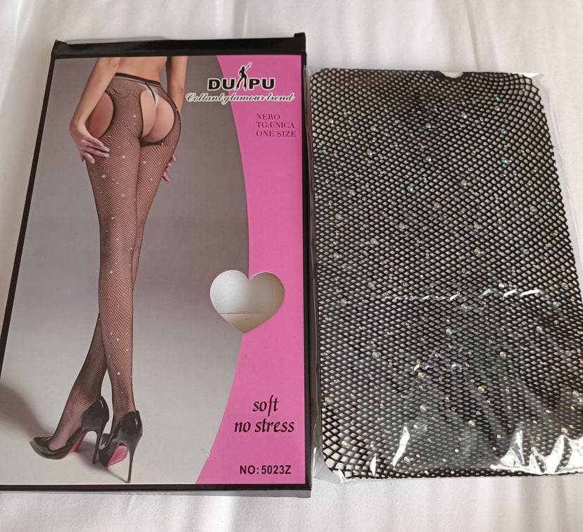 Open-crotch lace-up crotchless panties