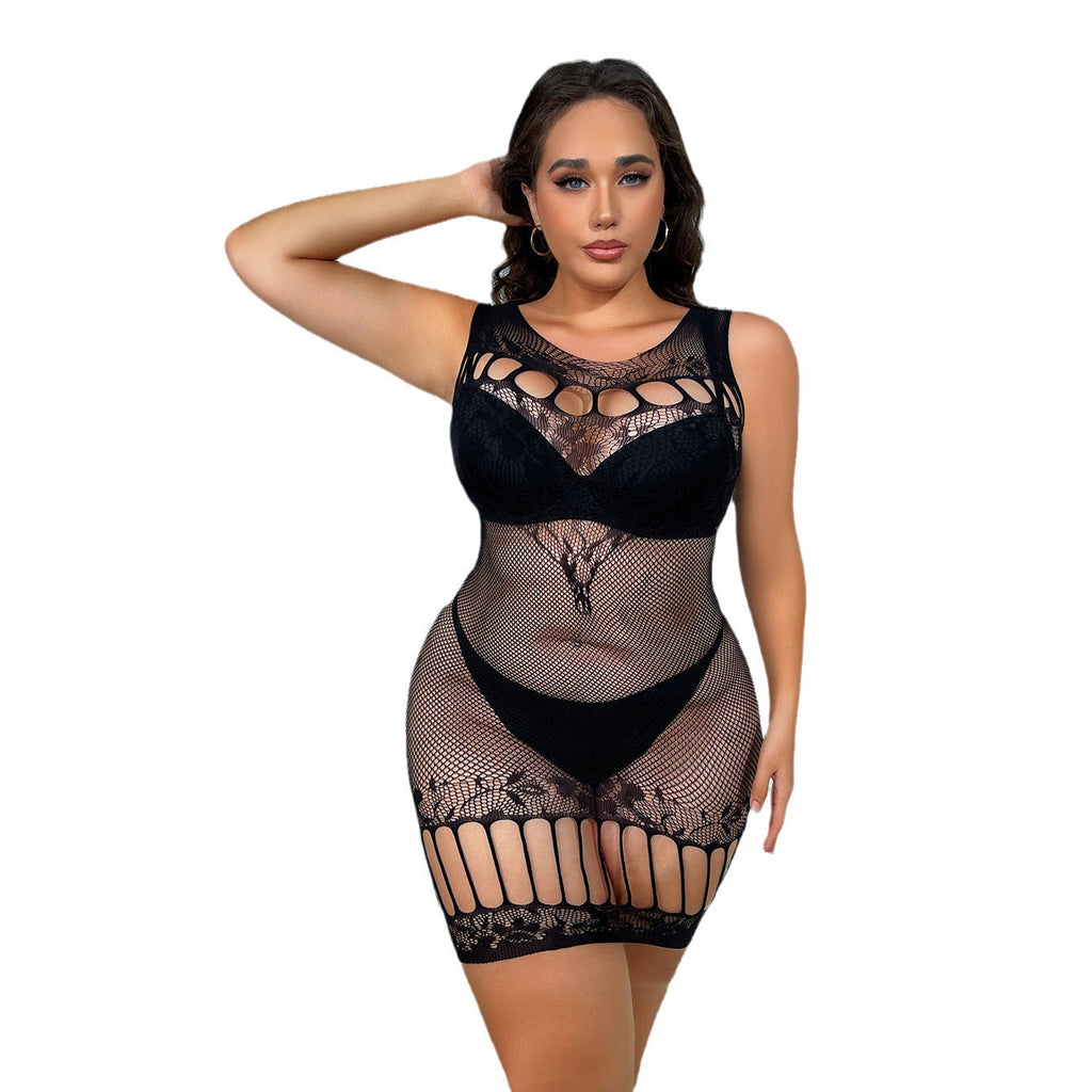 Plus Size Lace-Up Slip-On Dress